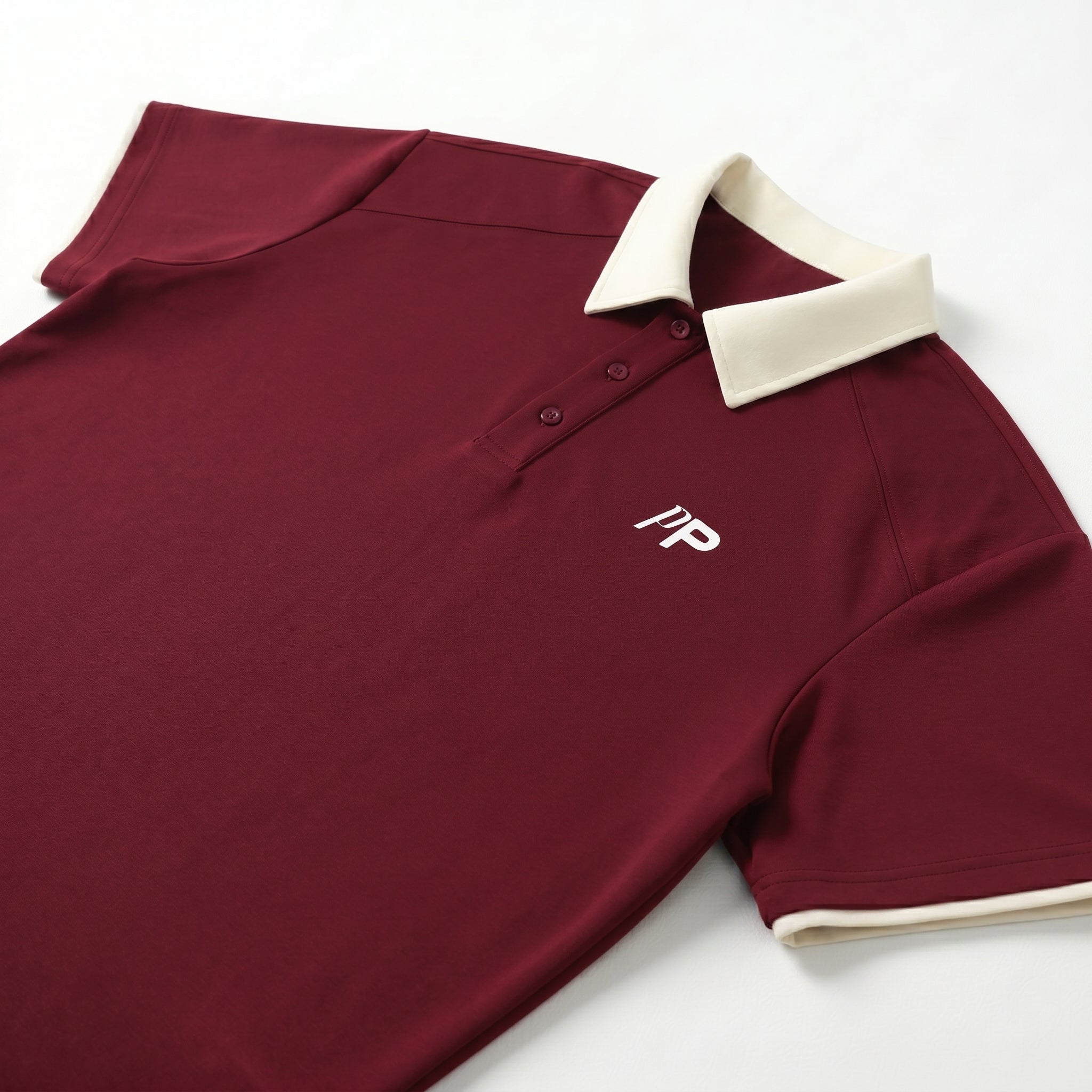 Two Tone Polo Shirt - Wine Red