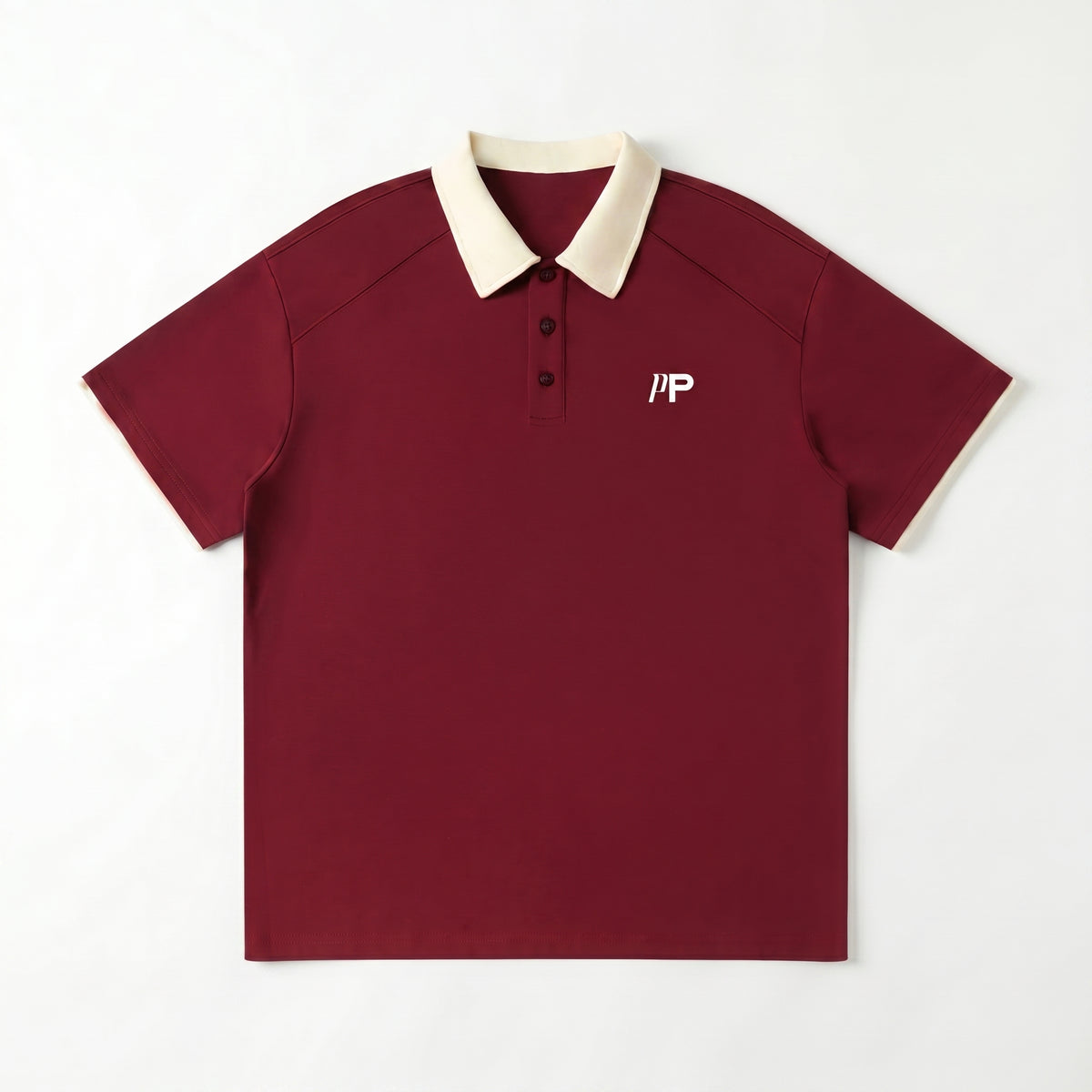 Two Tone Polo Shirt - Wine Red