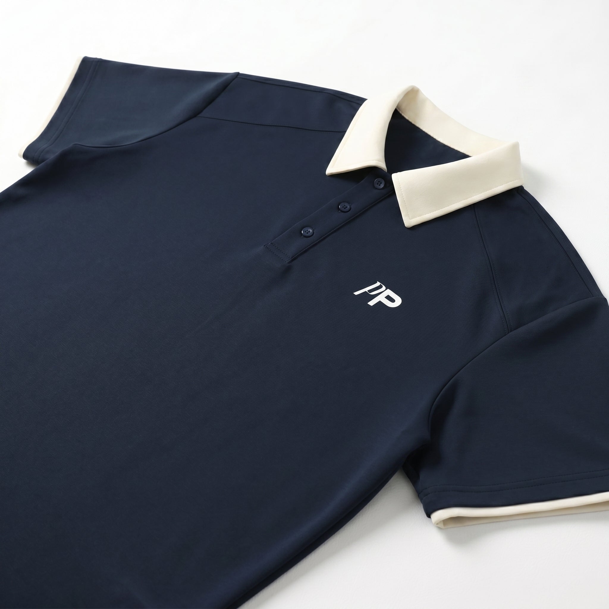 Two Tone Polo Shirt - Navy Blue