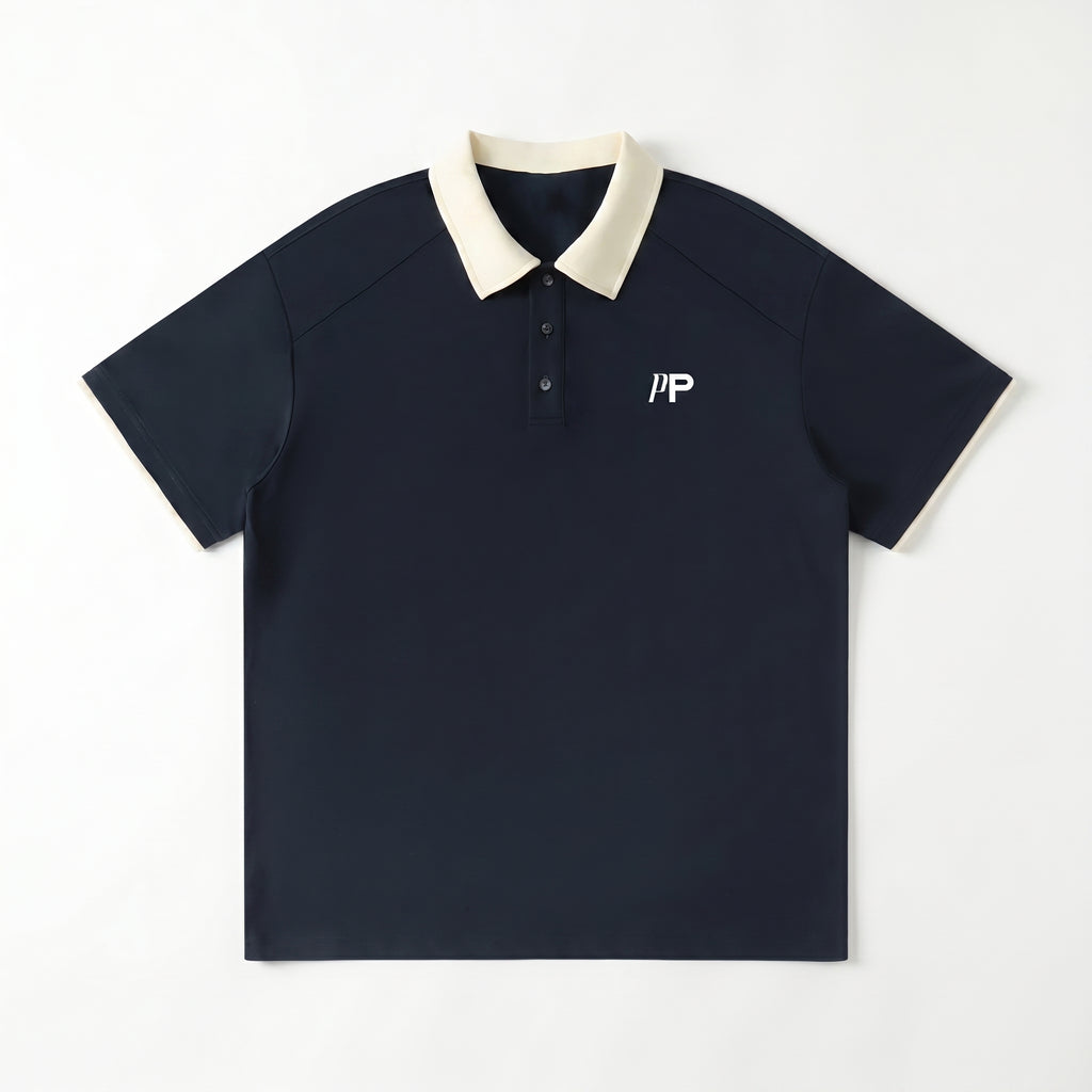 Two Tone Polo Shirt - Navy Blue