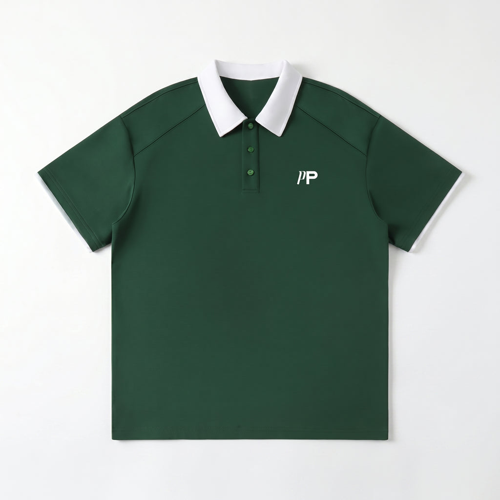 Two Tone Polo Shirt - Dark Green